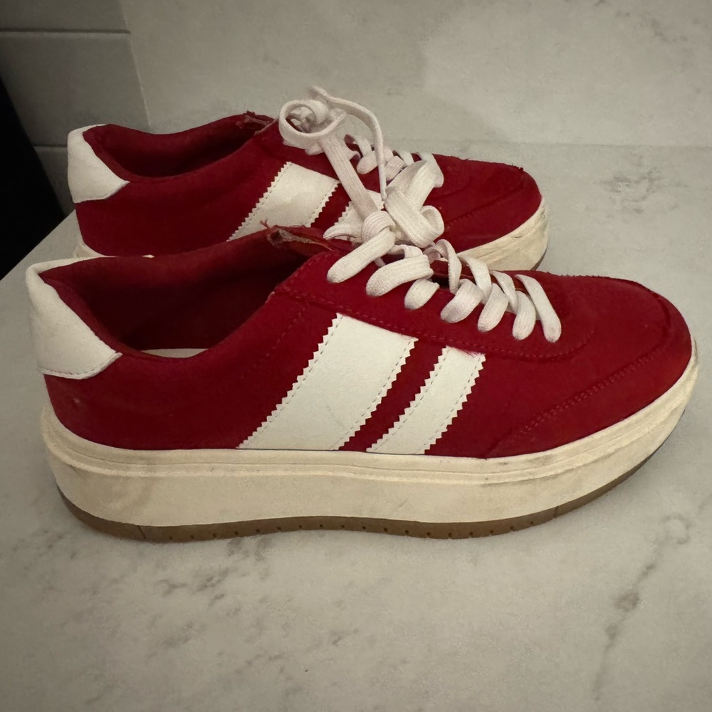 Steve Madden Red and White Sneakers